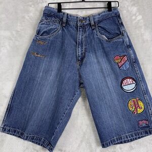 Vintage FUBU HARLEM GLOBETROTTERS PLATINUM FUBU MENS JEANS SHORTS 32 Waist Jorts